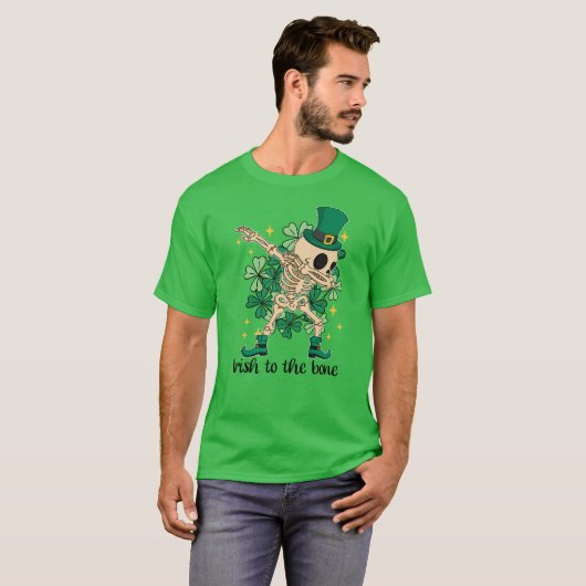 Iers tot op het bot dabbing skelet leprechaun t-shirt (Voorkant volledig)
