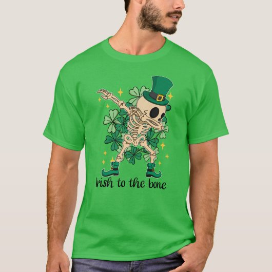 Iers tot op het bot dabbing skelet leprechaun t-shirt (Voorkant)