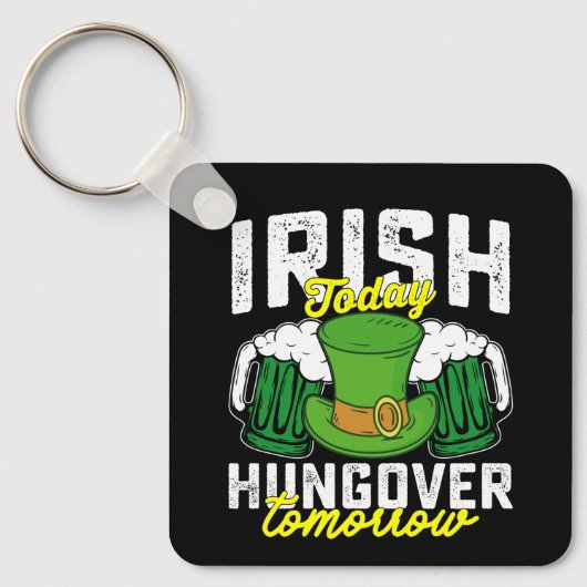 Iers Vandaag Kat Morgen Grappig St Patrick's Sleutelhanger (Voorkant)