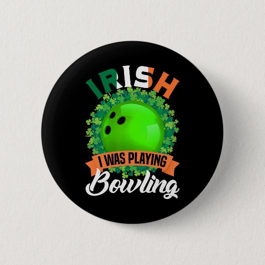 Iers Was Ik Bowling Shamrocks Saint Patric Ronde Button 5,7 Cm (Voorkant)