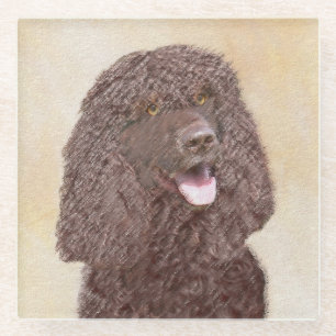 Iers waterspaniel schilderen - Oorspronkelijke hon Glazen Onderzetter