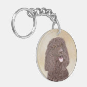 Iers waterspaniel schilderen - Oorspronkelijke hon Sleutelhanger (Voorkant Links)