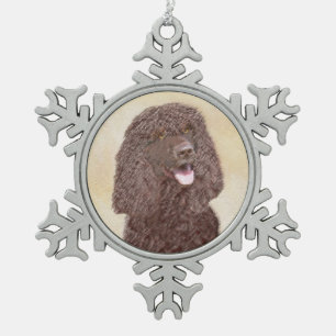 Iers waterspaniel schilderen - Oorspronkelijke hon Tin Sneeuwvlok Ornament