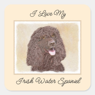 Iers waterspaniel schilderen - Oorspronkelijke hon Vierkante Sticker
