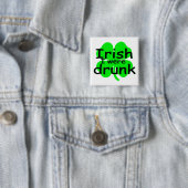 Iers werd ik Drink (klaver) Vierkante Button 5,1 Cm (In situ)