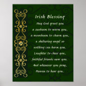 Iers zegelend elegant gouddonkergroen ontwerp poster (Voorkant)