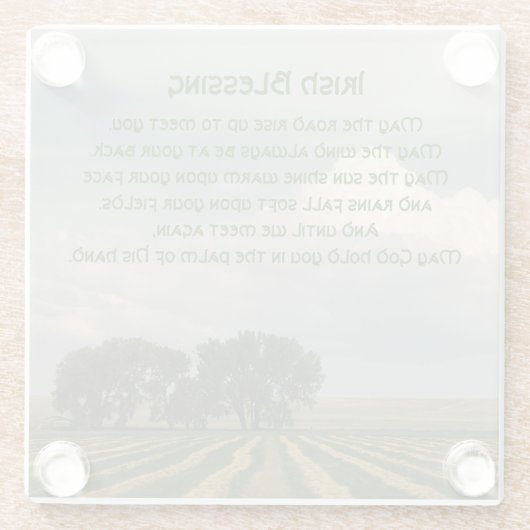 Iers zegenend boerenlandschap glazen onderzetter (Achterkant)