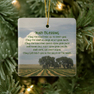 Iers zegenend boerenlandschap keramisch ornament