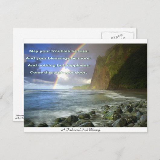 Iers zegengebed en regenboog briefkaart (Voorkant / Achterkant)