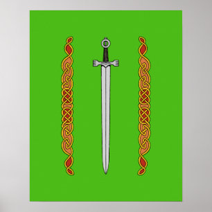 Iers zwaard en Knotwork Poster