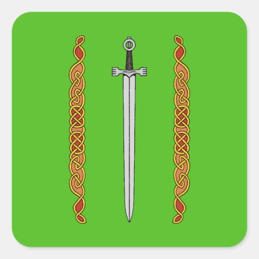 Iers zwaard en Knotwork Vierkante Sticker (Voorkant)