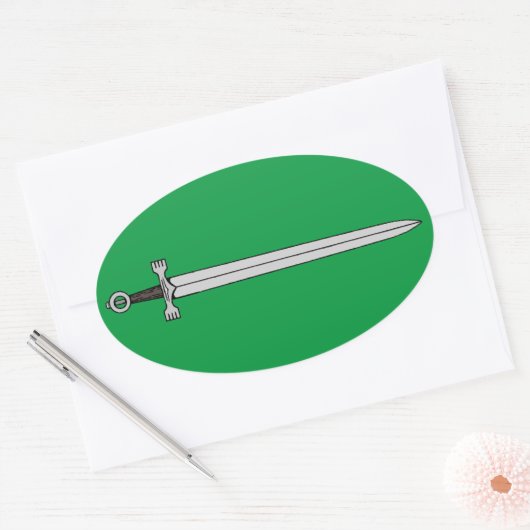Iers zwaard ovale sticker (Envelop)