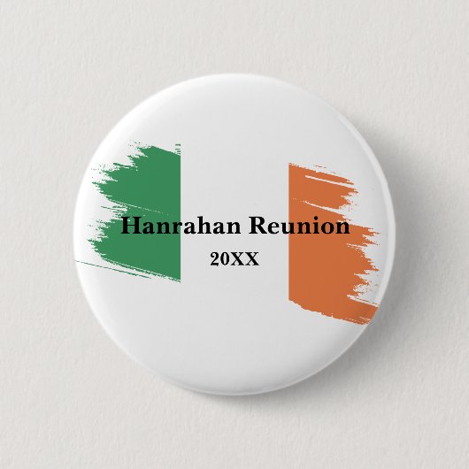 Ierse achternaam Custom Flag Kleuren Reunion Ronde Button 5,7 Cm (Voorkant)