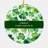Ierse achternaam Waterverf Shamrock Keramisch Ornament (Achterkant)