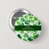 Ierse achternaam Waterverf Shamrock Ronde Button 5,7 Cm (Voorkant /achterkant)