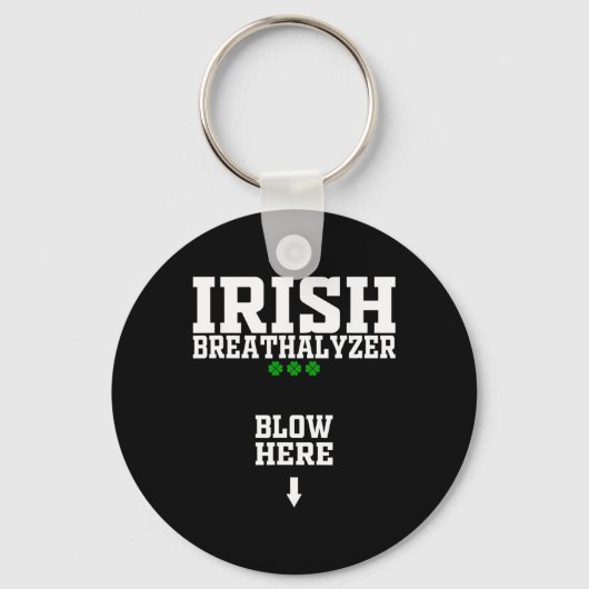 Ierse Ademtester Blaas Hier Grappige St. Patrick's Sleutelhanger (Voorkant)