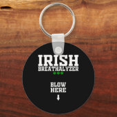 Ierse Ademtester Blaas Hier Grappige St. Patrick's Sleutelhanger (Voorkant)