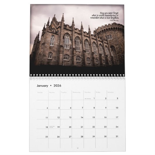 Ierse agenda kalender (Jan 2026)