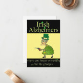 Ierse Alzheimer Humoristische St. Patrick's Day Notitiekaartje (Voorkant / Achterkant in situ)