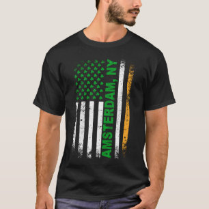 Ierse Amerikaanse vlag Amsterdam, NY T-shirt
