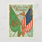 Ierse Amerikaanse vlag Harp van Erin Shamrock Briefkaart (Voorkant)