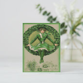 Ierse Amerikaanse vlag Harp van Erin Shamrock Briefkaart (Staand voorkant)