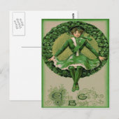 Ierse Amerikaanse vlag Harp van Erin Shamrock Briefkaart (Voorkant / Achterkant)