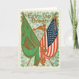 Ierse Amerikaanse vlag Harp van Erin Shamrock Kaart