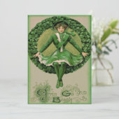 Ierse Amerikaanse vlag Harp van Erin Shamrock Kaart (Staand voorkant)