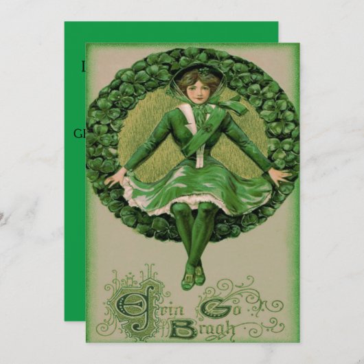 Ierse Amerikaanse vlag Harp van Erin Shamrock Kaart (Voorkant / Achterkant)