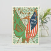 Ierse Amerikaanse vlag Harp van Erin Shamrock Kaart (Staand voorkant)