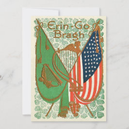 Ierse Amerikaanse vlag Harp van Erin Shamrock Kaart
