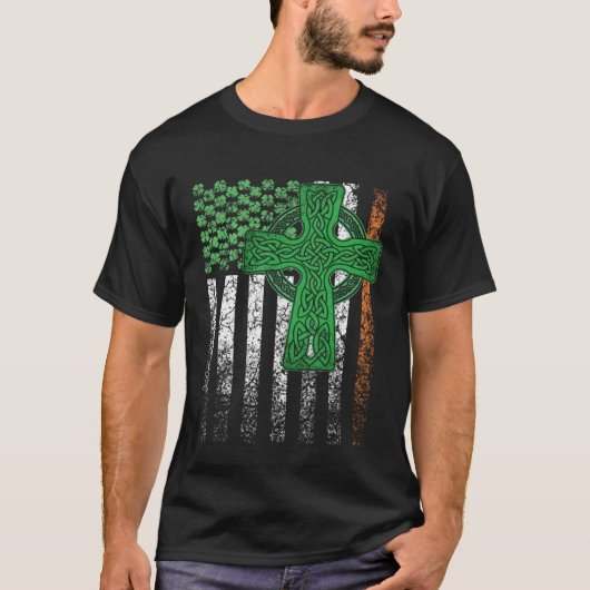Ierse Amerikaanse vlag Ierland vlag St. Patrick's  T-shirt (Voorkant)