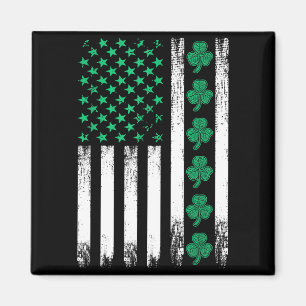 Ierse Amerikaanse Vlag Klavers St. Patrick's Shamr Magneet