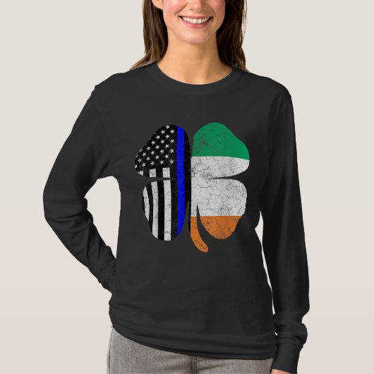 Ierse Amerikaanse vlag politieagent St. Patrick's  T-shirt (Voorkant)