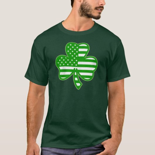 Ierse Amerikaanse vlag Shamrock St Patricks Day Gr T-shirt (Voorkant)