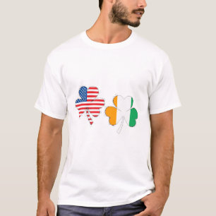 Ierse Amerikaanse vlag Shamrock VS Ierland St Patr T-shirt