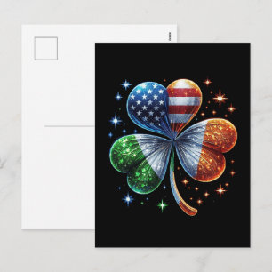 Ierse Amerikaanse vlag ST PATRICKS DAG Feestdagenkaart