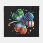 Ierse Amerikaanse vlag ST PATRICKS DAG Fleece Deken (Voorkant (Horizontaal))