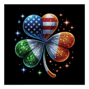 Ierse Amerikaanse vlag ST PATRICKS DAG Perfect Poster