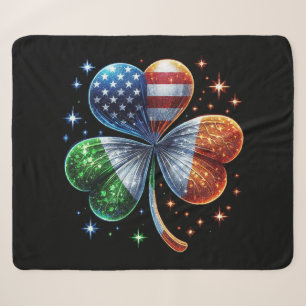 Ierse Amerikaanse vlag ST PATRICKS DAG Sherpa Deken