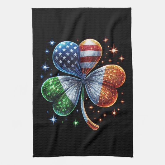 Ierse Amerikaanse vlag ST PATRICKS DAG Theedoek (Verticaal)