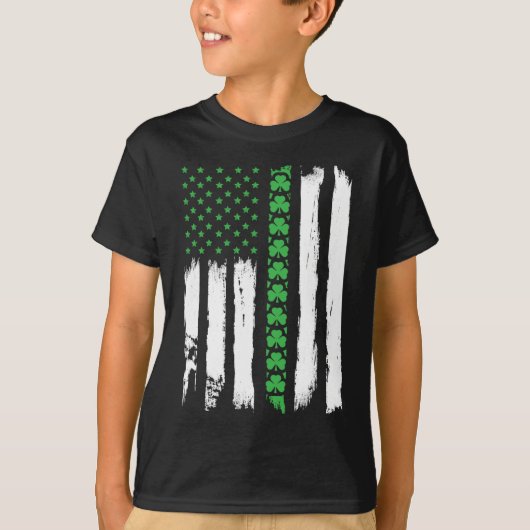 Ierse Amerikaanse vlag St Patrick's Day T-shirt (Voorkant)
