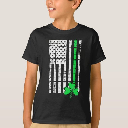 Ierse Amerikaanse vlag St. Patrick's Day T-shirt (Voorkant)