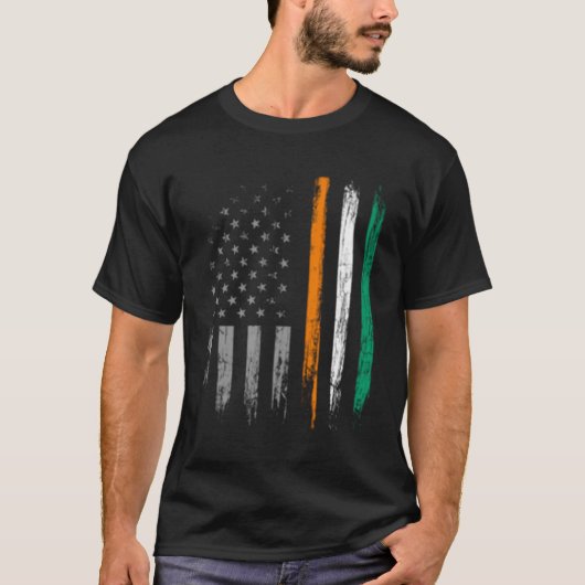 Ierse Amerikaanse vlag St Patrick's Day T-shirt (Voorkant)