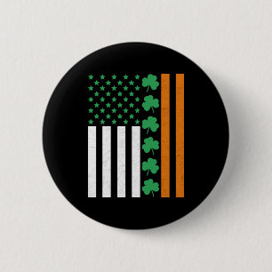 Ierse Amerikaanse vlag St Pattys St Patricks Paddy Ronde Button 5,7 Cm