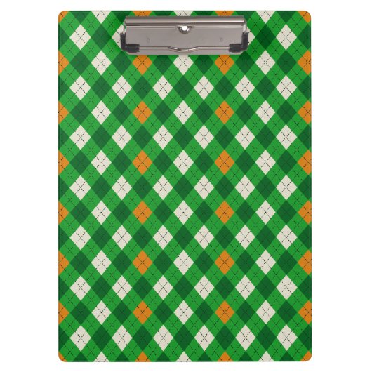 Ierse argyle in de kleuren van St. Patrick's Day Klembord (Voorkant)