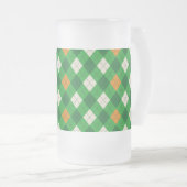 Ierse argyle in de kleuren van St. Patrick's Day Matglas Bierpul (Voorkant rechts)
