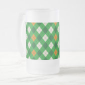 Ierse argyle in de kleuren van St. Patrick's Day Matglas Bierpul (Voorkant links)