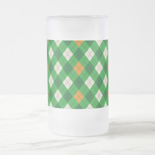 Ierse argyle in de kleuren van St. Patrick's Day Matglas Bierpul
